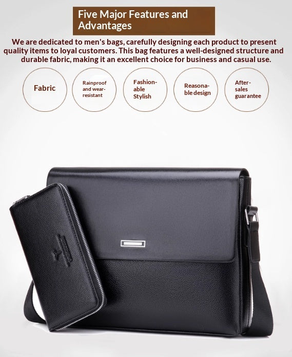 Trendy Men's Business Office And Casual Large-capacity Leather Bag