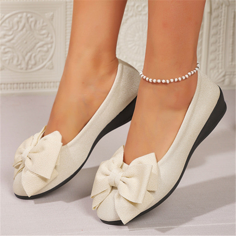 New Bowknot Flats Shoes Fashion Casual Round Toe Slip-on Shoes Loafers For Women null