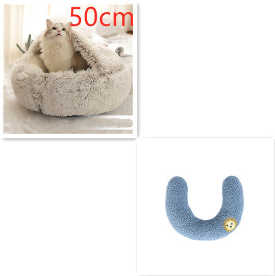 2 In 1 Dog And Cat Bed Pet Winter Bed Round Plush Warm Bed House Soft Long Plush Pets Bed Pet Products null