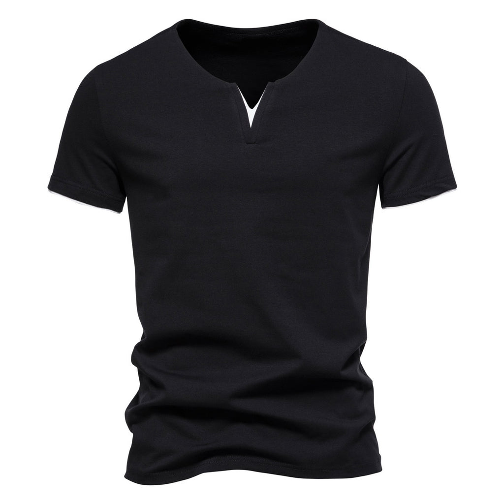 V-neck T-shirt Men's Short-sleeved Men's Summer Stretch Bottoming Shirt