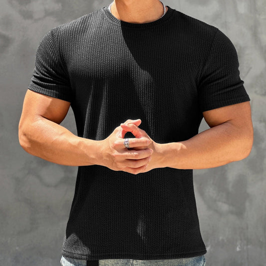 Sports And Fitness Short Sleeved Men's Textured Quick Drying T-shirt null