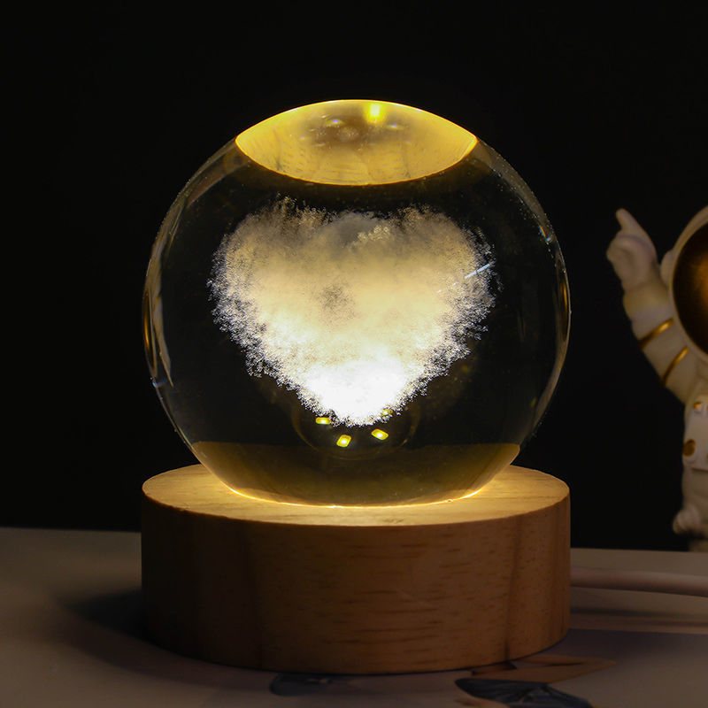 Luminous Starry Sky And Planets Moon Moon Crystal Ball Small Night Lamp Projection Ambience Light Creative Gift New Strange Gift null