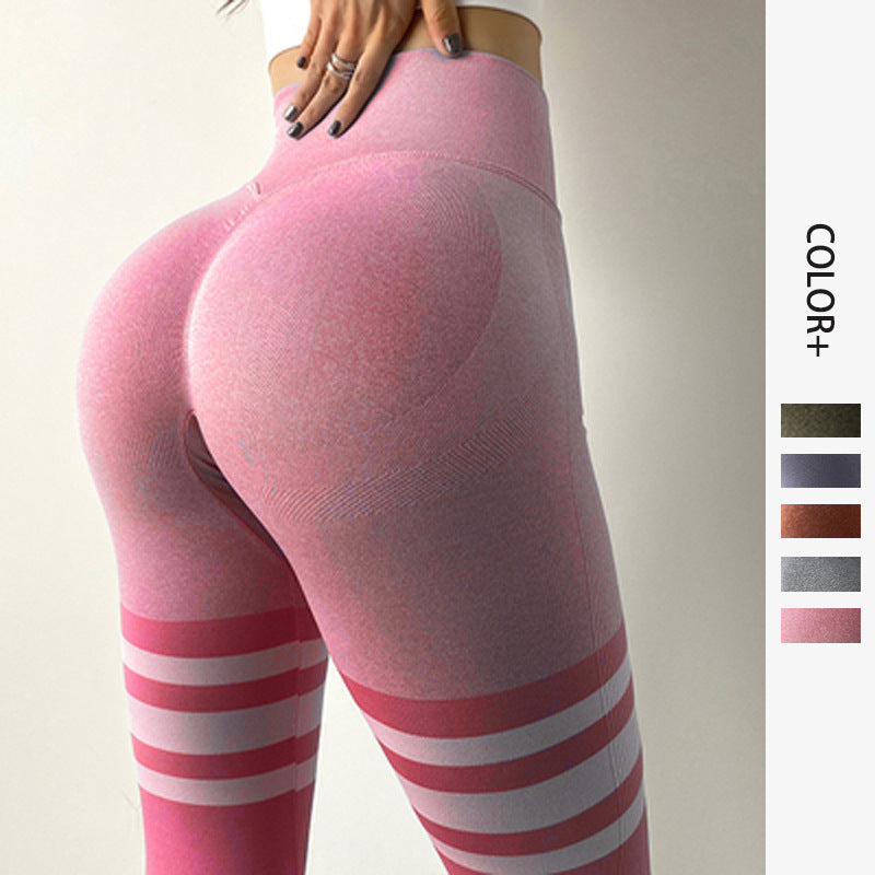 Stripe Design Fitness Leggings High Waisted Tummy Control Gym Yoga Pants Workout Running Legging null