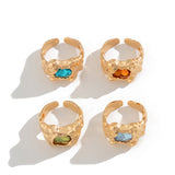 European And American Fashion Cool Pleated Lava Metal Gemstone Ring For Men