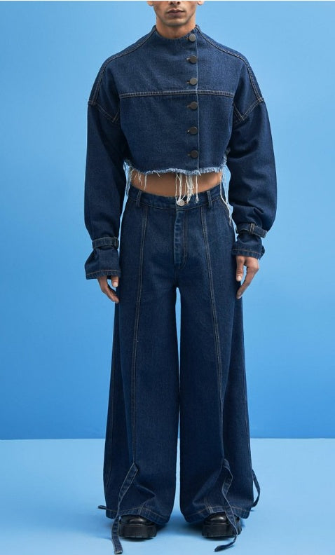 Men's Fashion Short High Waist Denim Two-Piece Set