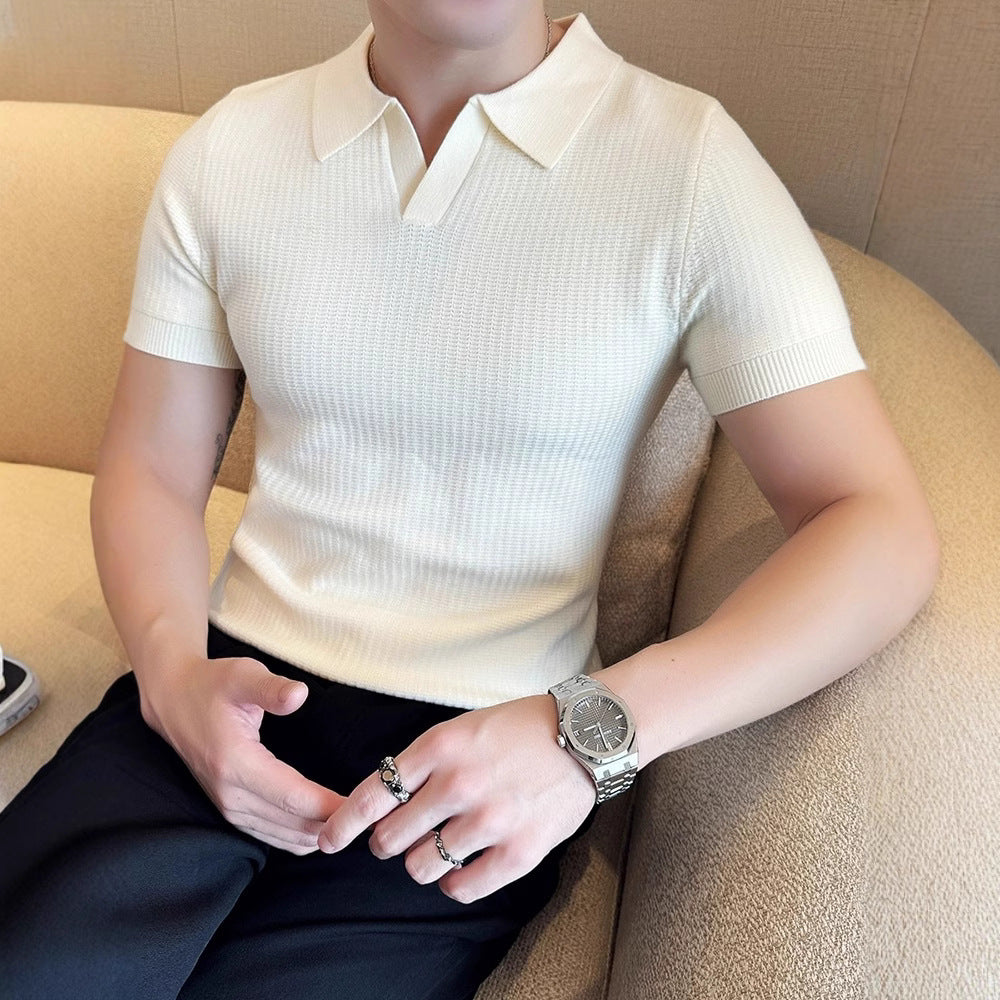 Fashion Summer Thin Knitted Polo Shirt For Men
