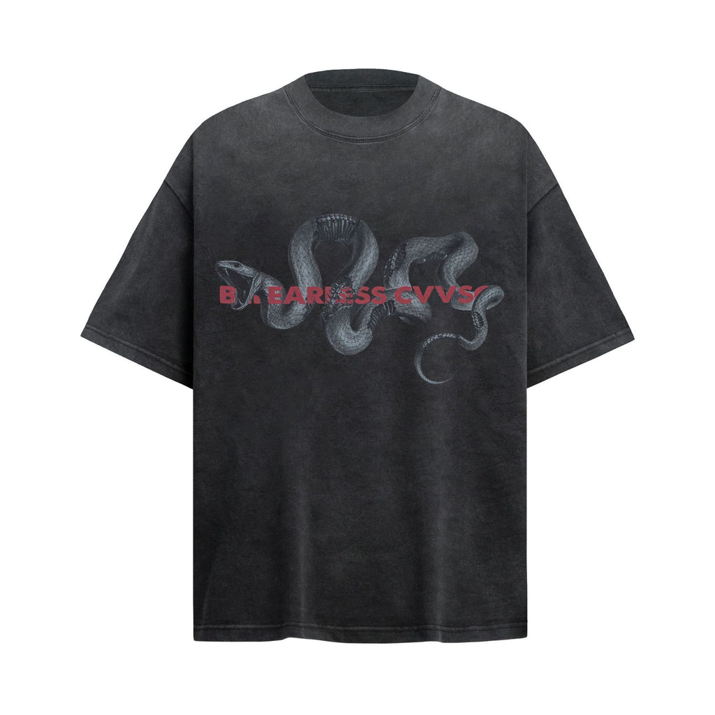 Men's Snake Year Pattern Design Loose High-end Short Sleeve