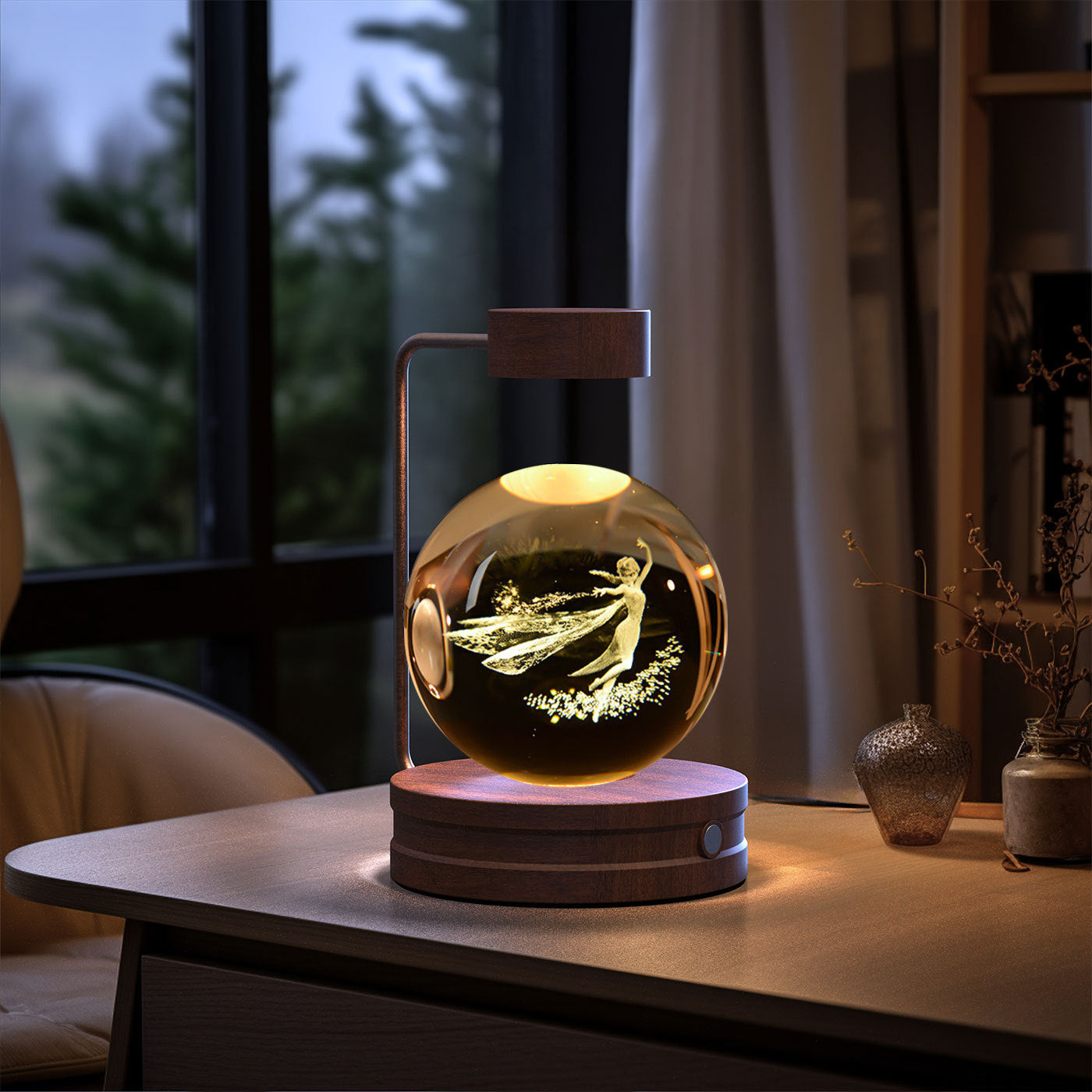 Crystal Ball Cosmic Dinosaur Indoor Night Light USB Power Warm Bedside Light Birthday Gift Night Lamp null