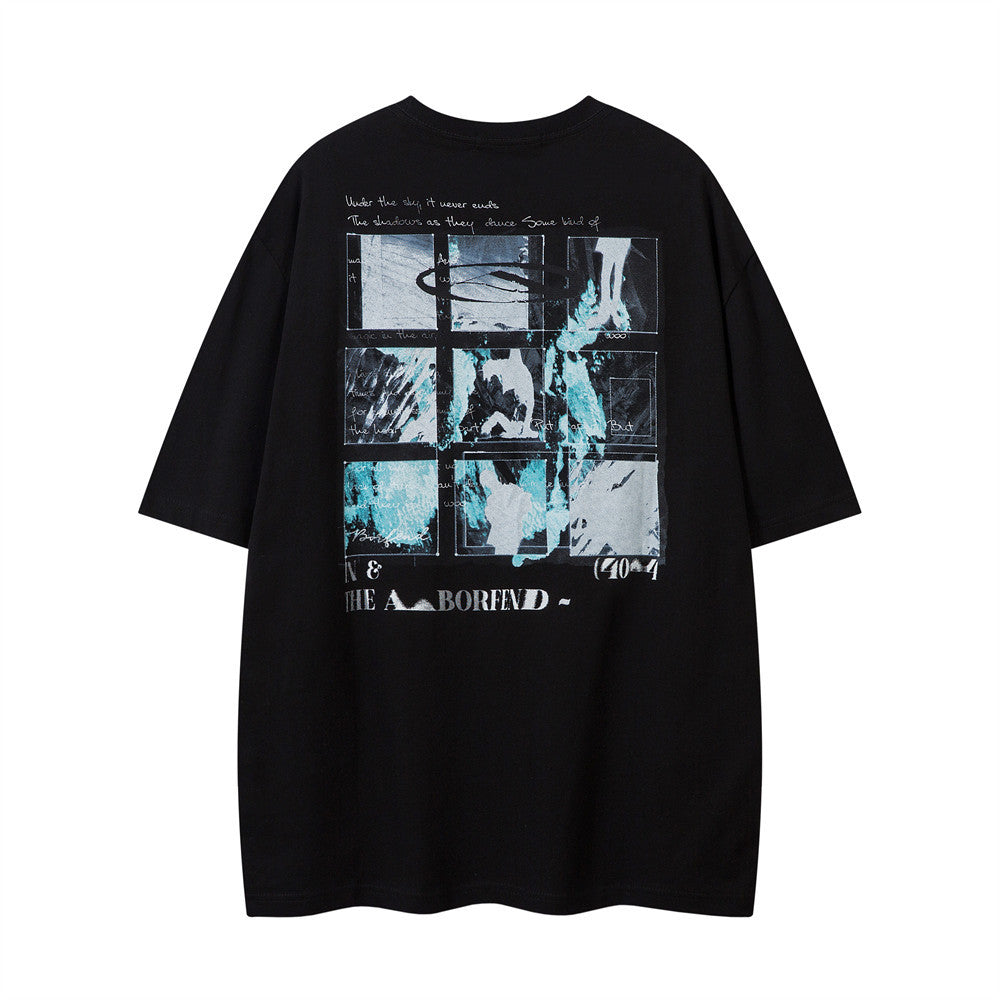 Men's Geometric Abstract Pattern Printed Short-sleeved T-shirt