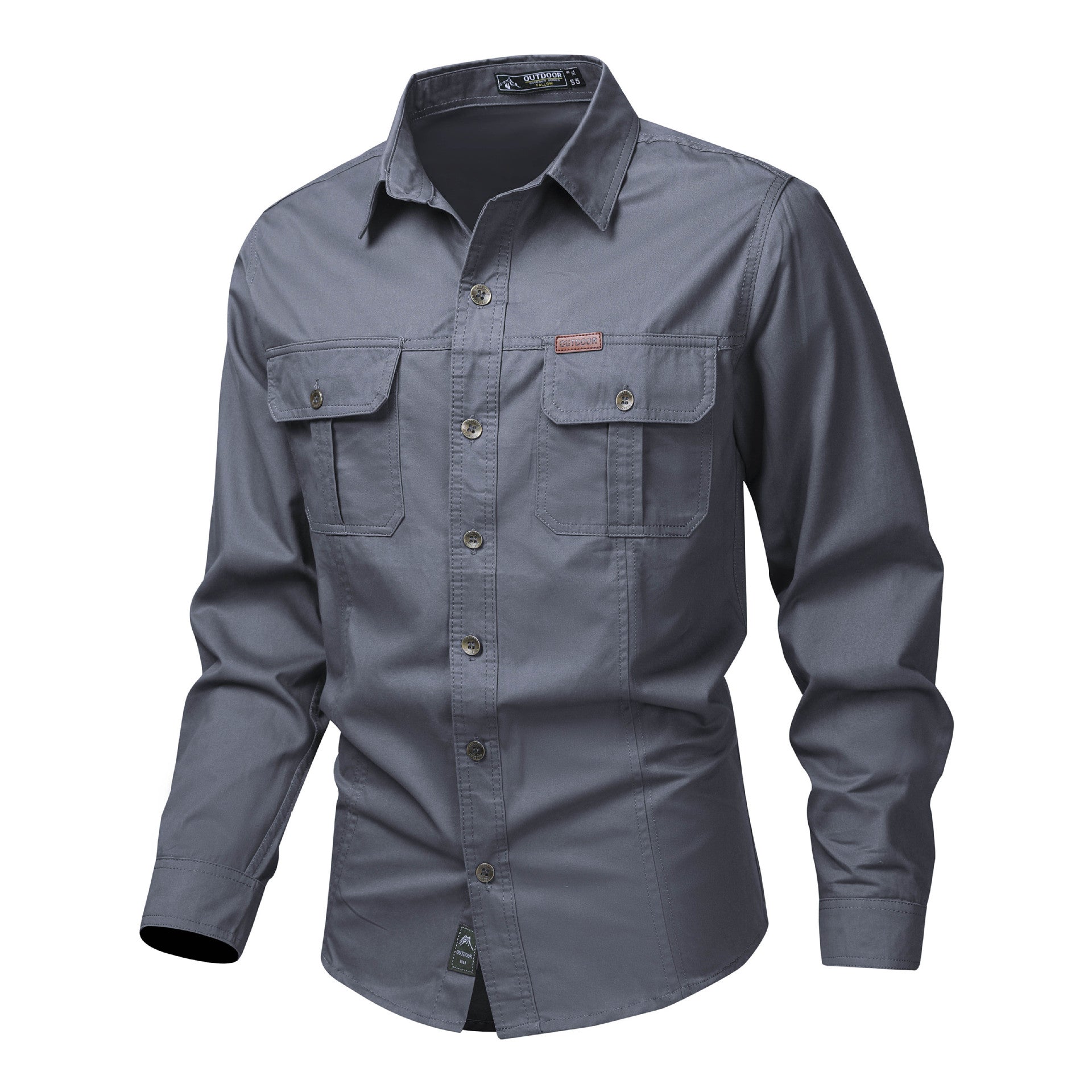 Men's Casual Loose-fit Long-sleeve Work Shirt
