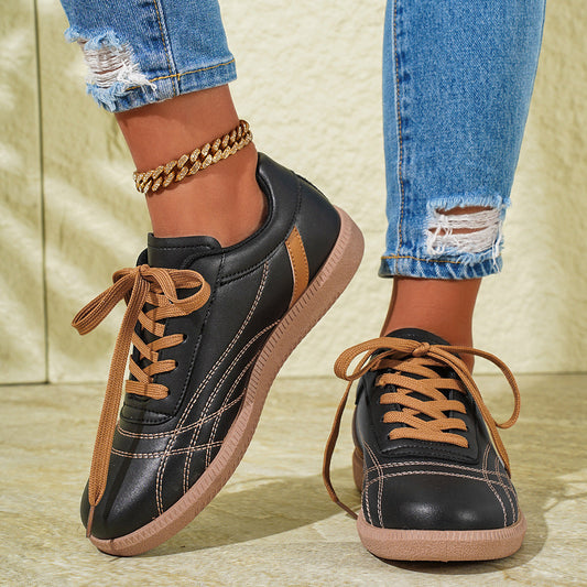 Retro Lace-Up Sneakers Fashion Casual Thick-soled Sports Shoes For Women Round Toe Slip On Casual Shoes null