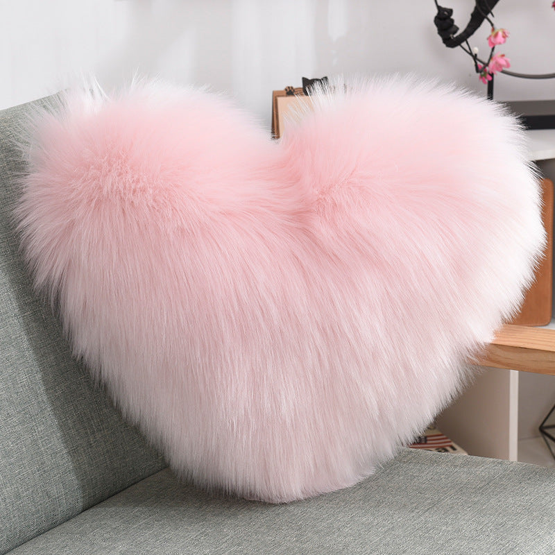 Throw Pillows Heart Shape Long Plush Fluffy Shaggy Cushion Cover Sofa Cushions Decorative Pillow Covers Pillowcase White null