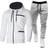 Men's Solid Color Sports Casual Jacquard Sweatshirt Fleece Hooded Cardigan Men's Suit