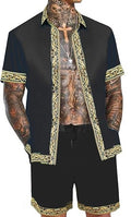 Men's Casual Loose Short Sleeves Shirt Shorts Hawaii Suit