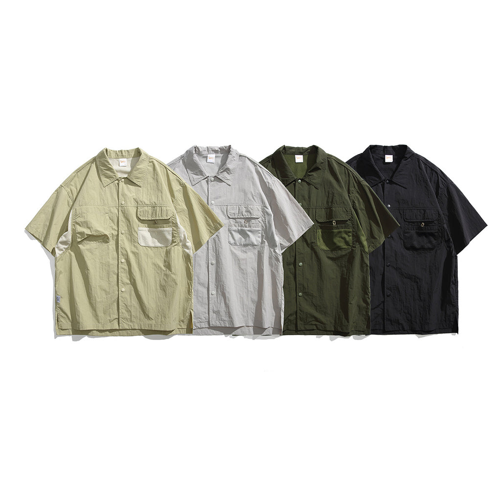 Outdoor Work Clothes Short Sleeve Shirt Men's Stitching Half Sleeve Shirt