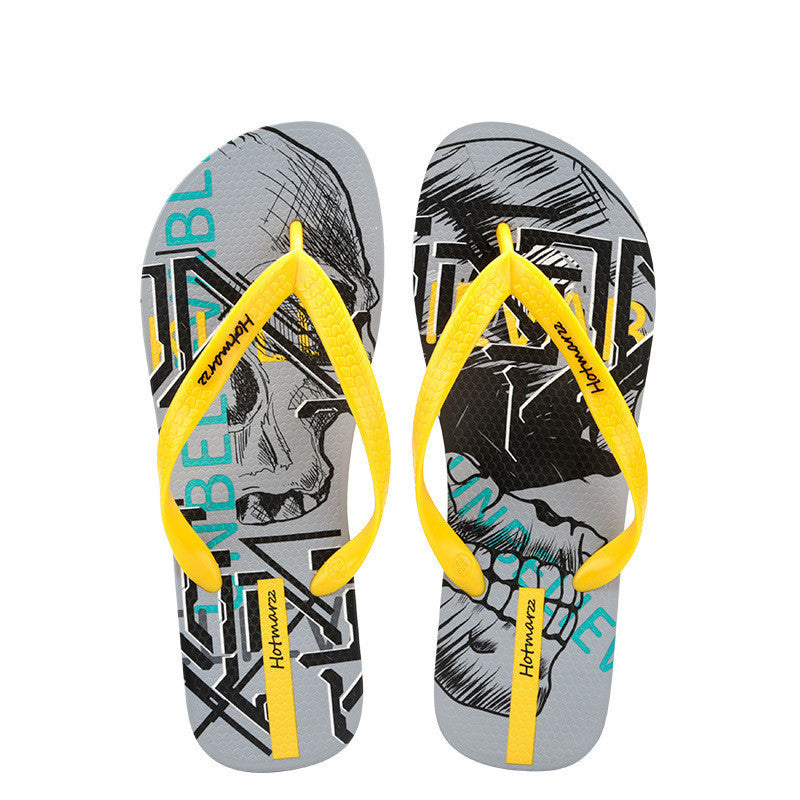 Cool Graffiti Printed Flip Flops For Men Summer New Non-slip Slippers Seaside Casual Beach Shoes null