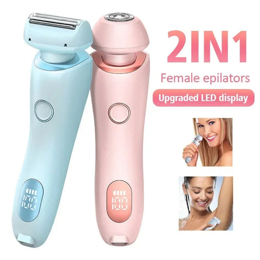 2 In 1 Hair Removal Epilator USB Rechargeable Trimmer Women Body Razor Face Leg Armpit Bikini Hand Pubic Shaver Hair Remover null