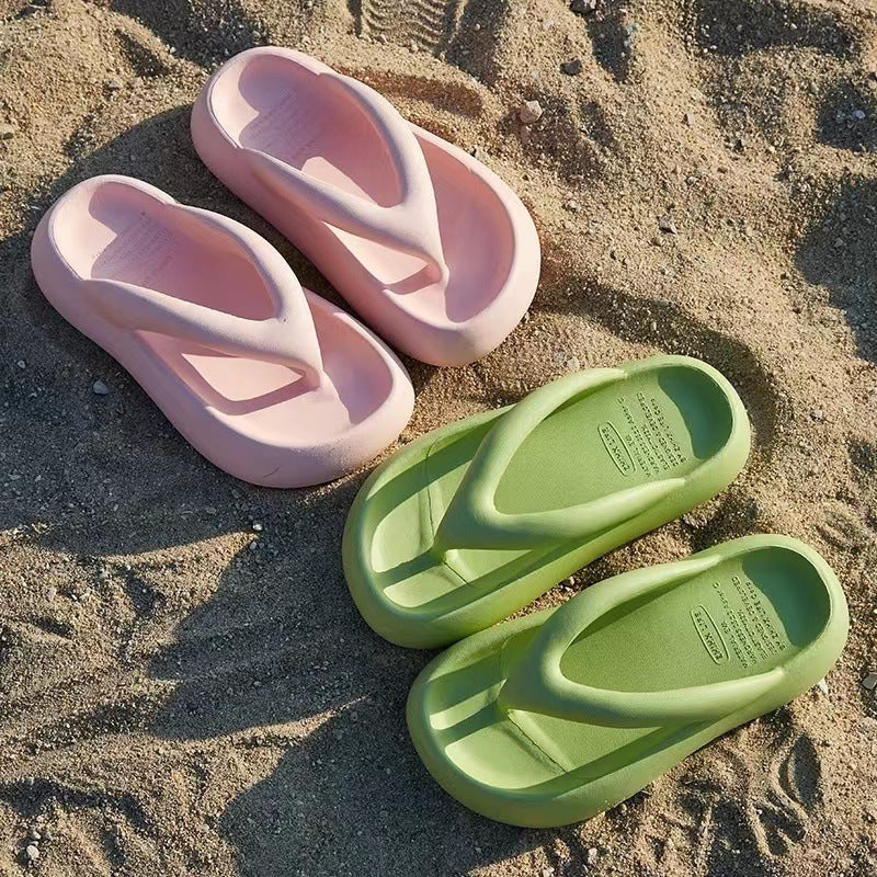 Solid Color Thick-soled Flip-flops Summer Indoor Outdoor Fashion Thong Sandals Casual Holiday Beach Shoes null