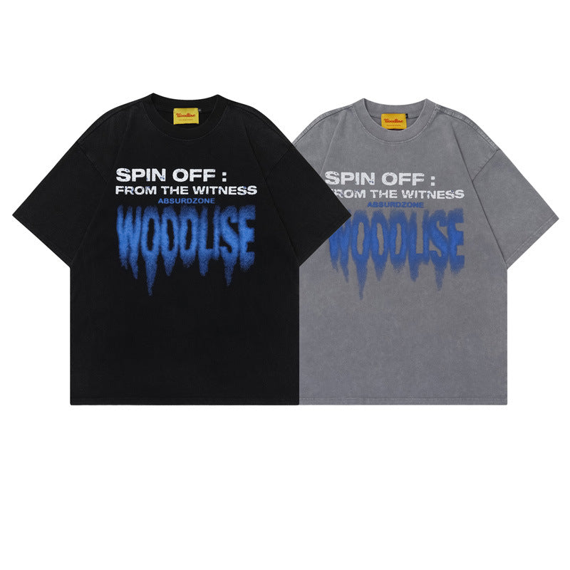 Fashion Vintage Letter Print Male New Casual Top