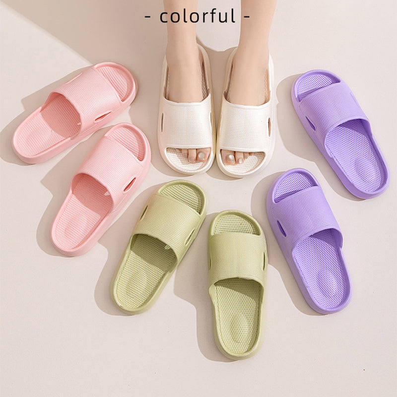 Solid Color Thick Bottom Home Slippers Summer Non-slip Floor Bathroom Slipper Women Men Couples Shoes null