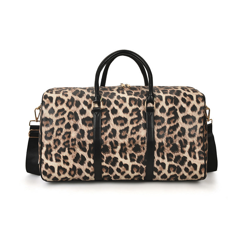 Large Capacity Leopard Print Contrast Tote Bag Shoulder Gym Bag null