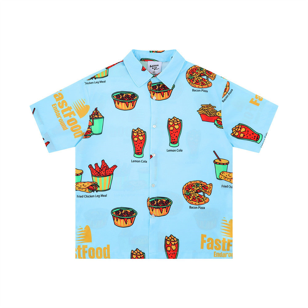Hamburger Digital Printed Short-sleeved Shirt