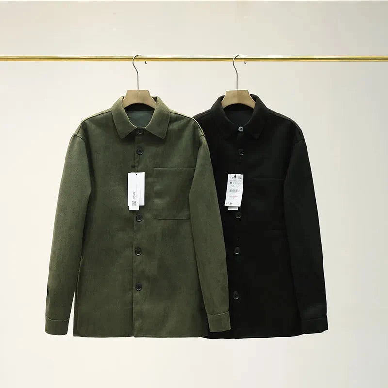 New Men's Loose Lapel Long Sleeve Shirt