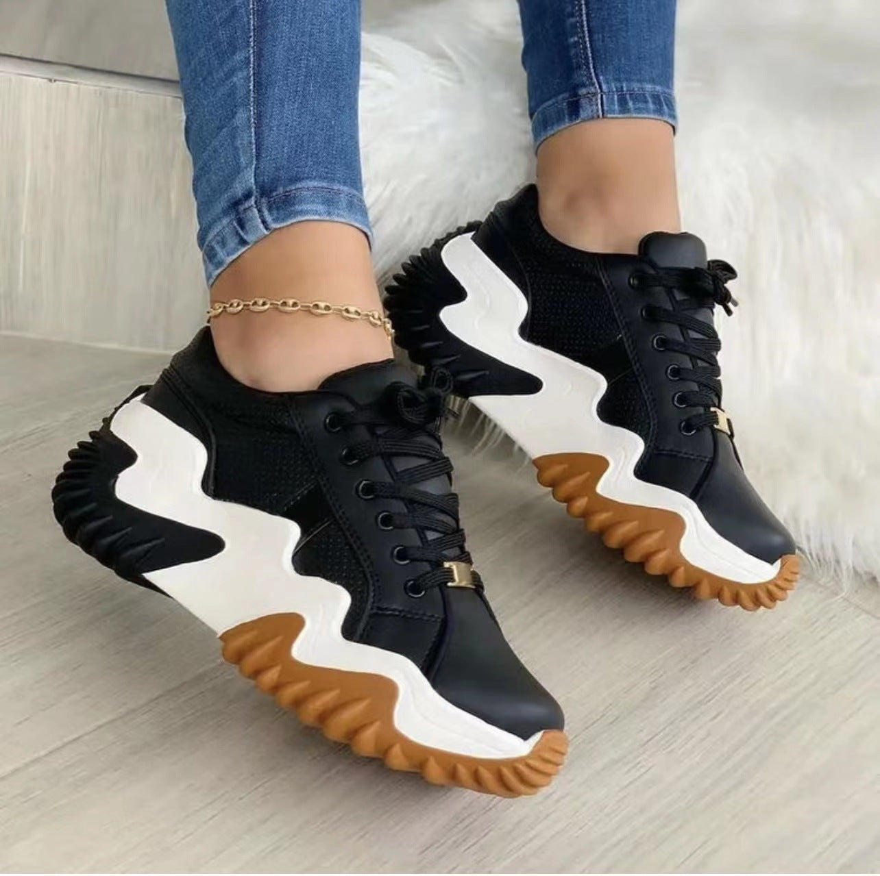 Women Shoes Lace-up Sports Sneakers null