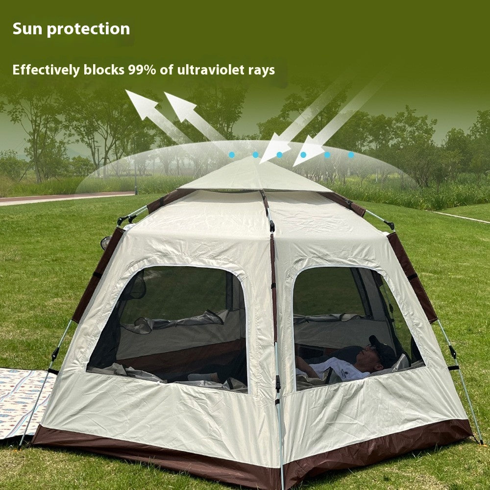 Outdoor Camping Camping Beige Khaki Large Hexagonal Tent Windproof Waterproof Anti Mosquito null