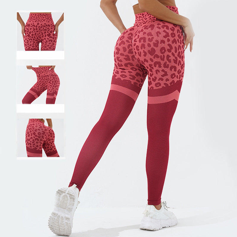 Leopard Print Fitness Pants For Women High Waist Butt Lifting Seamless Leggings Elastic Running Sport Training Yoga Pants Gym Outfits Clothing null