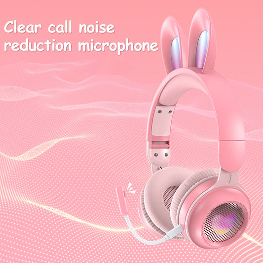 Rabbit Ear Headphones Wireless Luminous Extendable Wheat Headphones null