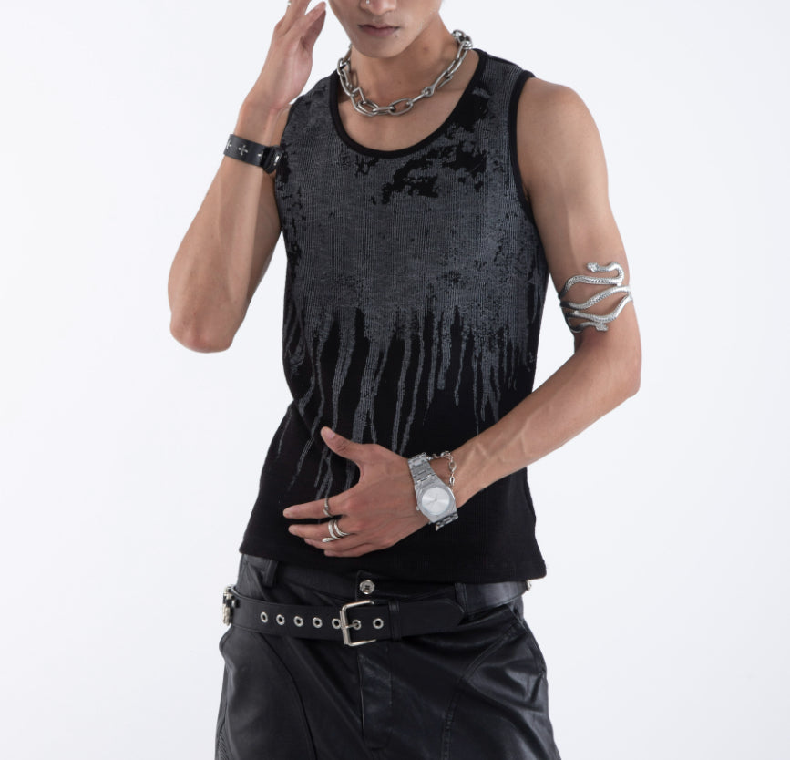 American Retro Washed Gradient Distressed Thread Vest