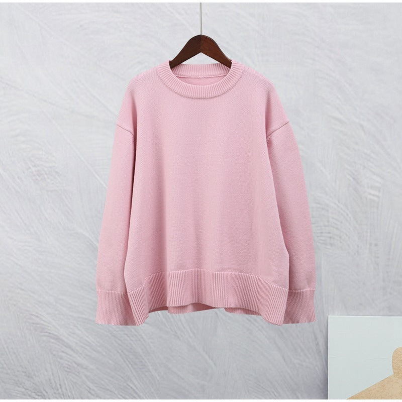 Sweet Crew Neck Pullover Sweater Winter Fashion Loose Long-sleeved Tops For Women Clothing null