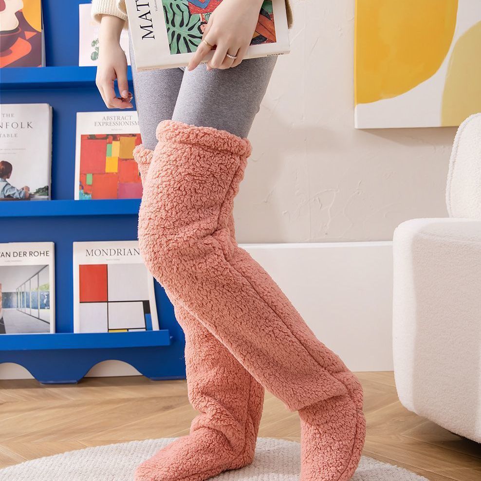 Over Knee High Fuzzy Long Socks Winter Warm Cold Leg Knee Joint Cold-proof Stockings Home Floor Sleeping Socks null