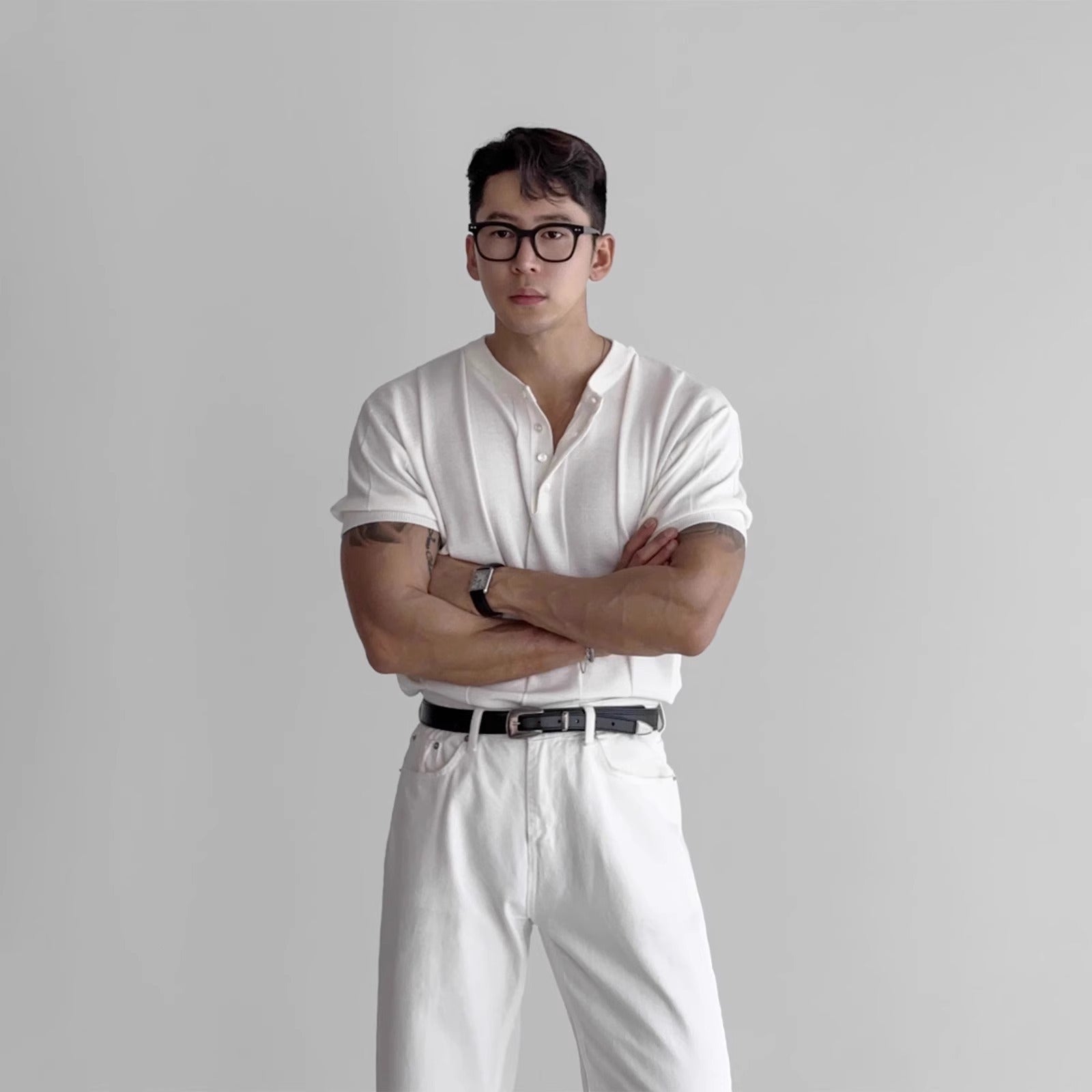 Vertical Stripes Slim Fit Business Ice Silk T-shirt