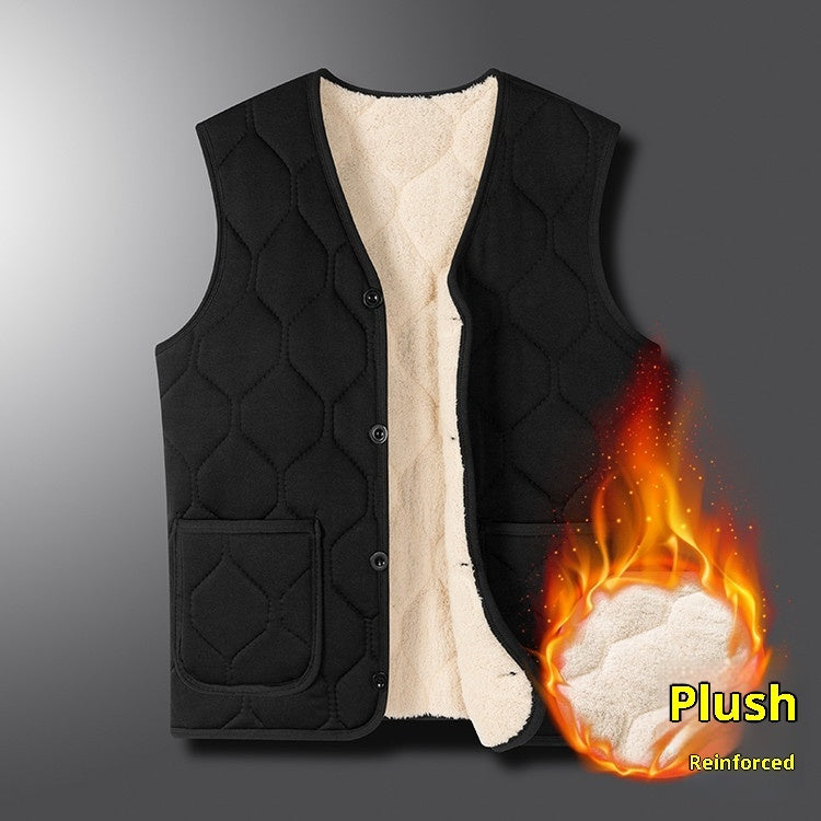 Middle-aged Men's Fleece-lined Thick Cotton Vest