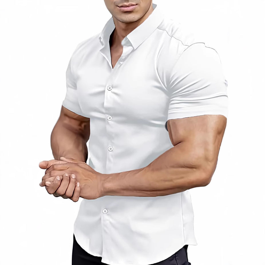 Men's Collar Casual Thin Short Sleeve Shirt