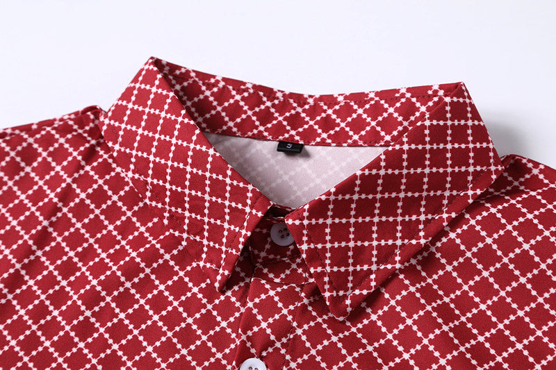 A Classic And Fashionable Diamond-shaped Small Checkered Shirt For Men