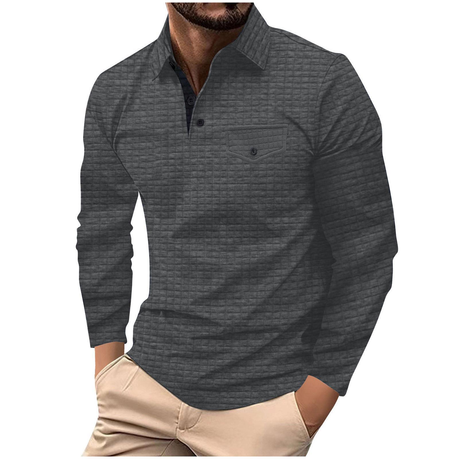 Men's Long Sleeve Plaid Polo Shirt