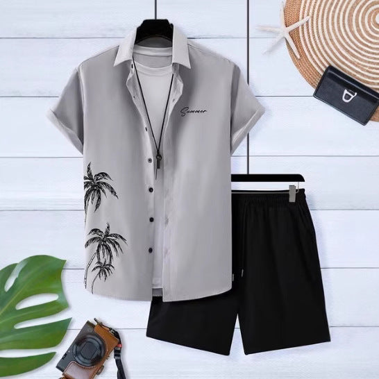 3D Digital Printing Shirt Short Sleeve Shorts Suit