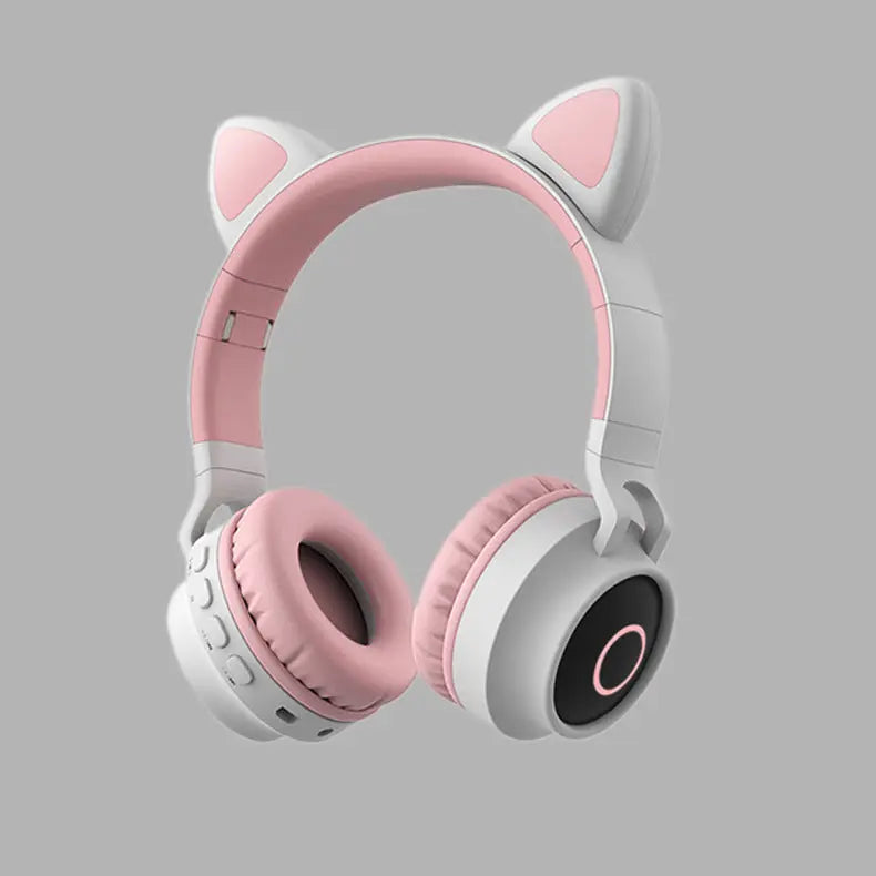 LED Light Cat Ear Headphones Wireless Bluetooth 5.0 Headset Portable Foldable Kids Headphone With Microphone Best Gift null