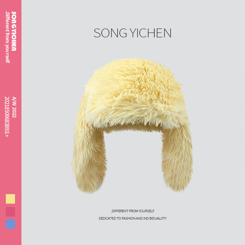 Long Haired Rabbit Ear Plush Hat Sweet Cute And Warm