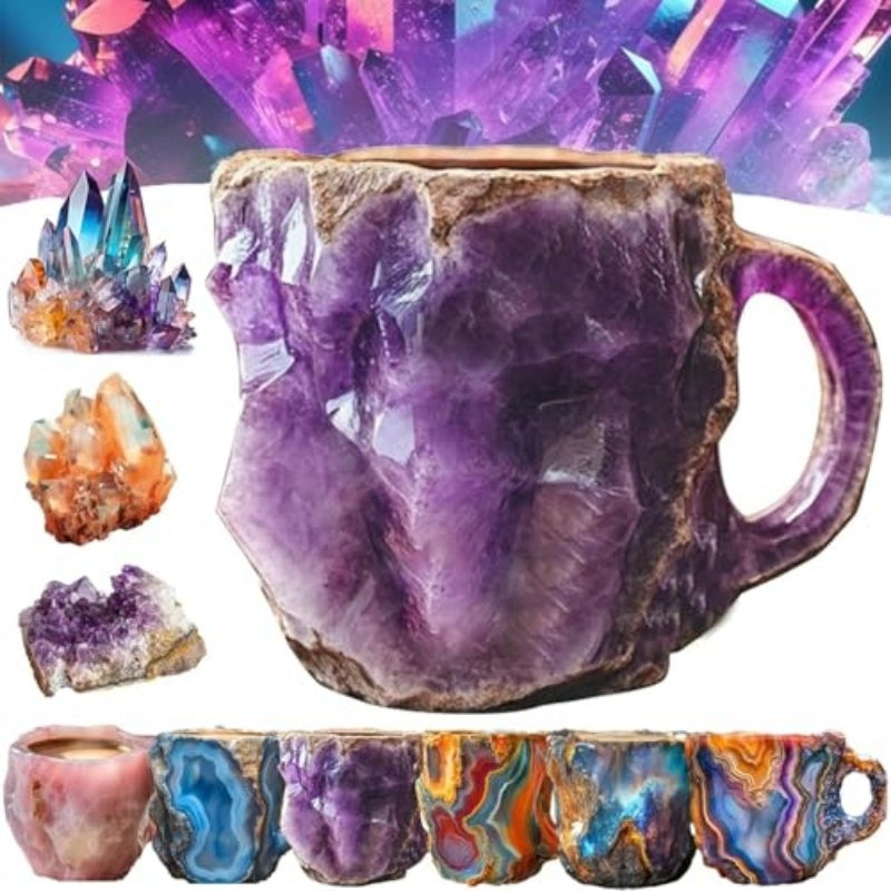 400ml Resin Mineral Crystal Coffee Mugs With Handles Elegant Fake Mineral Crystal Cup For Workplace Home Decor Christmas Gift Kitchen Gadgets null