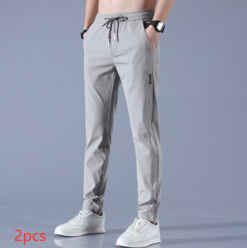 Summer Ice Silk Men's Stretch Breathable Straight Sports Trousers null