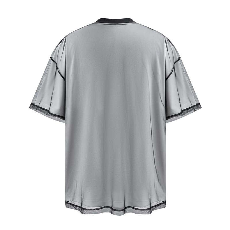 National Fashion American Angel Print Fake Two-piece Double-layer Niche Short-sleeved T-shirt Men