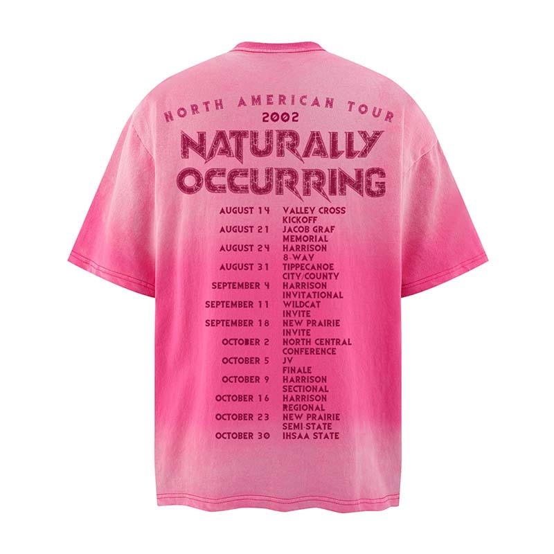 American-style Retro Washed Distressed Letters Printed Gradient Short-sleeved T-shirt For Men