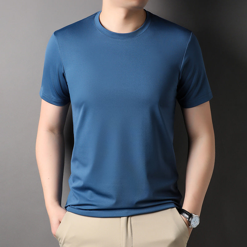 Fashion Men's Solid Color All-match Round Neck T-shirt