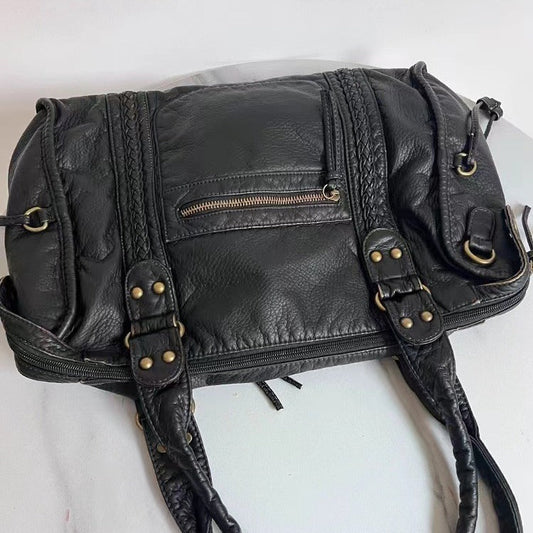 French Style Retro Biker's Shoulder Messenger Bag null