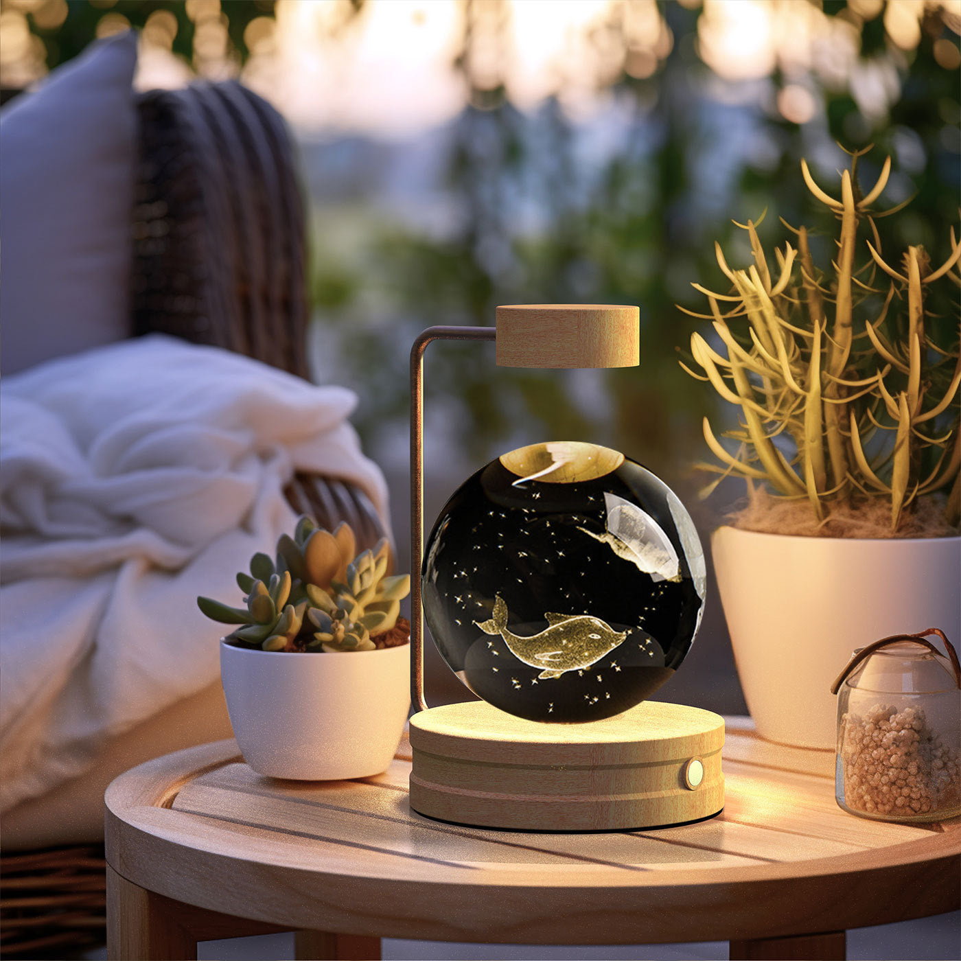 Crystal Ball Cosmic Dinosaur Indoor Night Light USB Power Warm Bedside Light Birthday Gift Night Lamp null