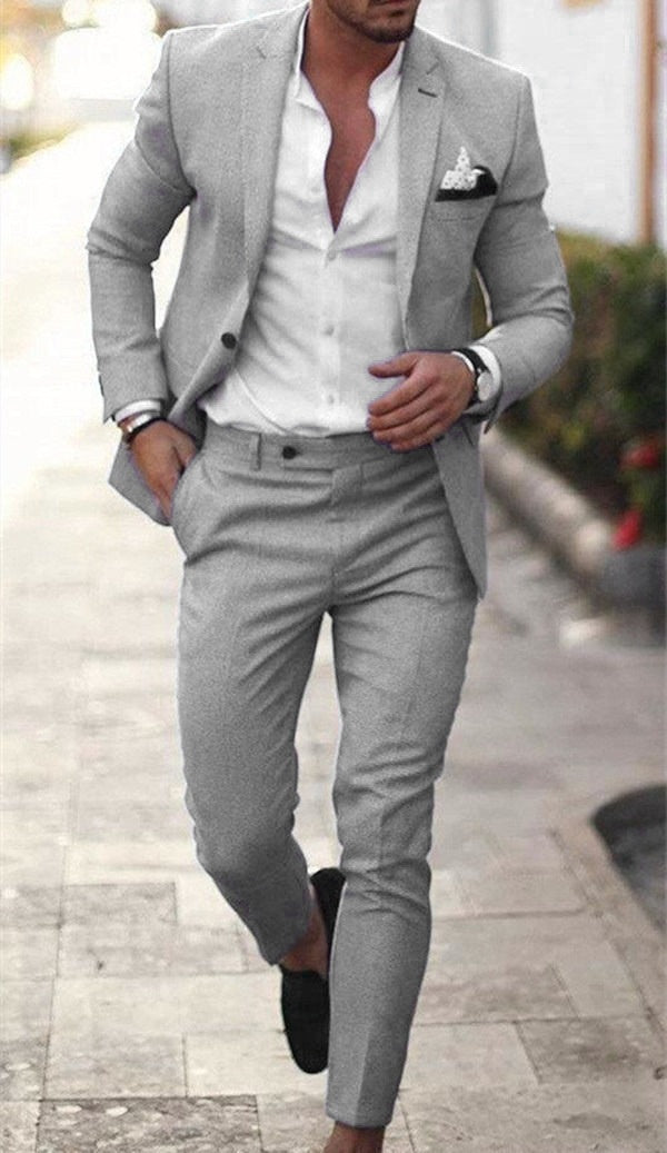 Men's Suit Solid Color Two-piece Suit